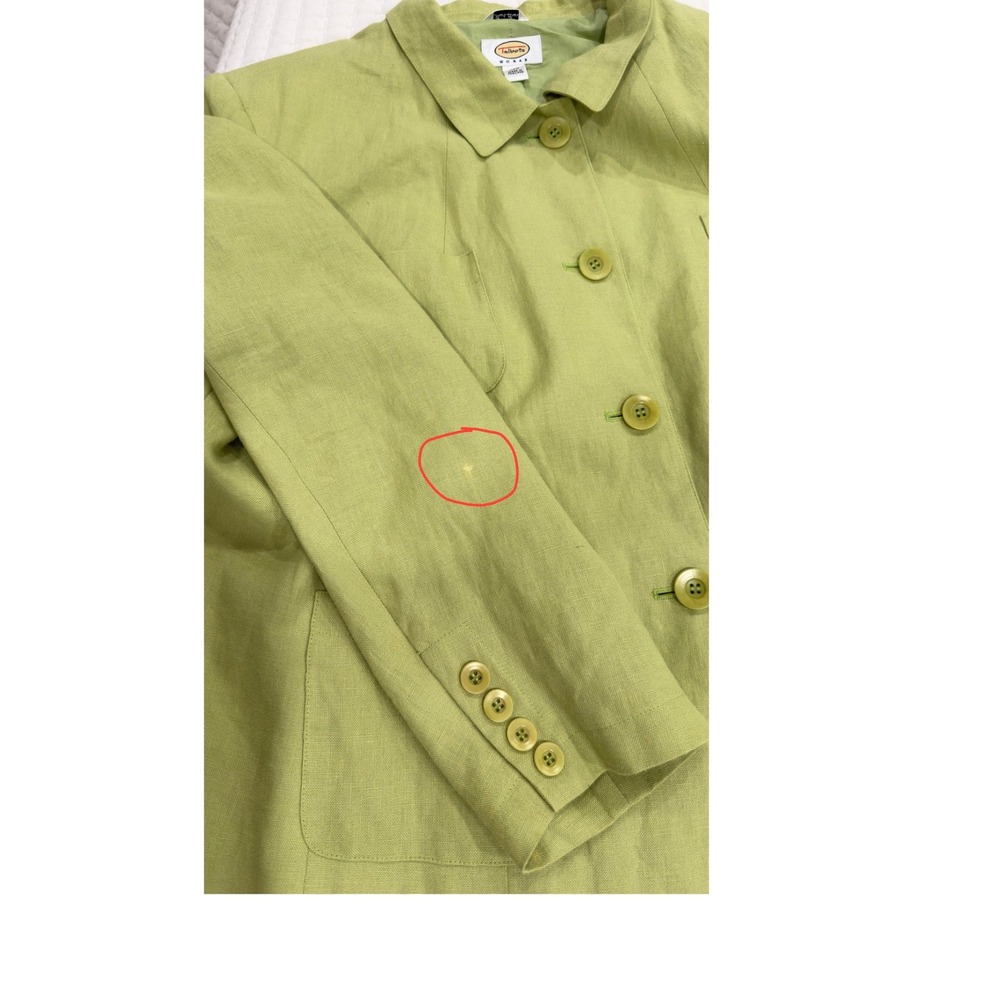 Talbots Woman Lime Green 100% Irish Linen Button Front Blazer Jacket 20W - Picture 8 of 11